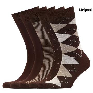 Paket od 5 muških čarapa do sredine teleta - Geometrijski prugasti