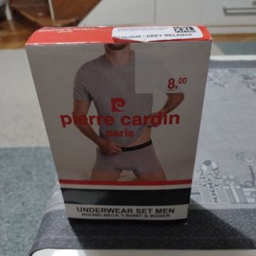 pierre cardin paris UNDERWEAR SET MEN ROUND NECK T-SHIRT & BOXER GREY