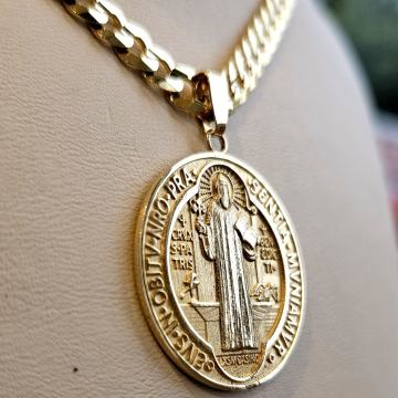 Lanac puno zlato + privjesak Sv Benedikt 585