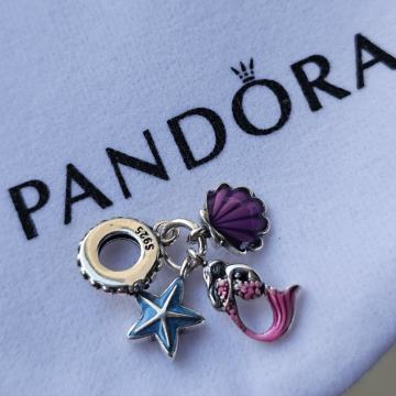 Privjesak pandora srebro morska zvijezda, školjka i sirena