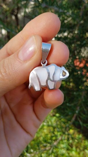 Srebrni privjesak sa sedefom, 925 - slon