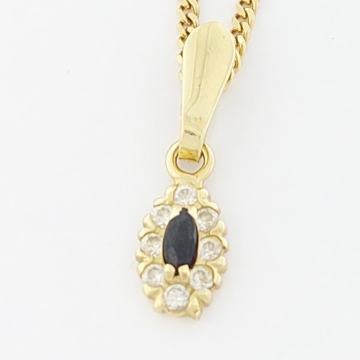 ZLATNI OVALNI PRIVJESAK, CIRKONI 14K (585) 0,67g NOVO • GOLD SHOP •