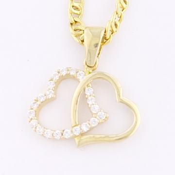 ZLATNI PRIVJESAK 2 POVEZANA SRCA 14K (585) 1,05g NOVO • GOLD SHOP •