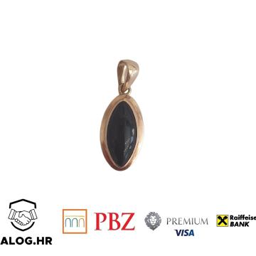 ZLATNI PRIVJESAK SA CRNIM KAMENOM 14K .585 2,34G  ***DO 24 RATE*** R1!