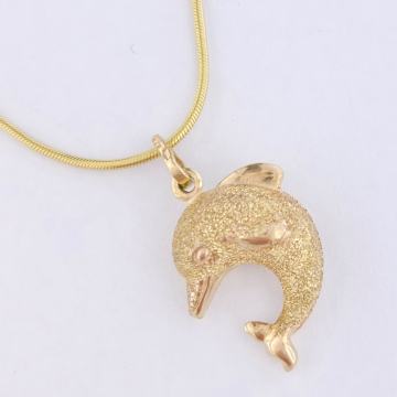 ZLATNI PRIVJESAK DELFIN DVOSTRANI 14K (585) 1,66g NOVO • GOLD SHOP •
