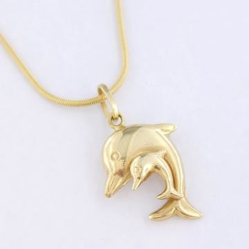 ZLATNI PRIVJESAK DELFINI, MANJI I VEĆI 14K (585) 1,07g NOVO  GOLD SHOP