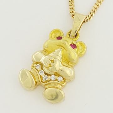 ZLATNI PRIVJESAK KINESKI MEDVJEDIĆ 14K (585) 3,46g NOVO • GOLD SHOP •