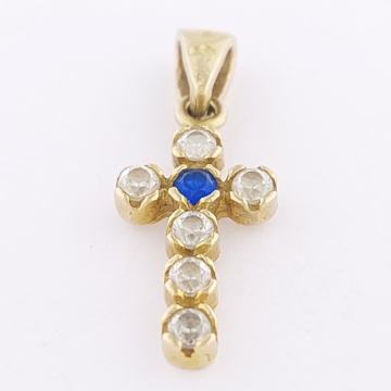 ZLATNI PRIVJESAK KRIŽIĆ S CIRKONIMA 14K (585) 1,20g NOVO • GOLD SHOP •