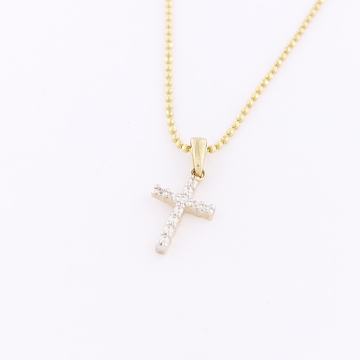 ZLATNI PRIVJESAK KRIŽIĆ S CIRKONIMA 14K (585) 0,42g NOVO • GOLD SHOP •