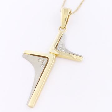 ZLATNI PRIVJESAK KRIŽIĆ S DIJAMANTIMA 14K (585) 7,67g NOVO • GOLD SHOP