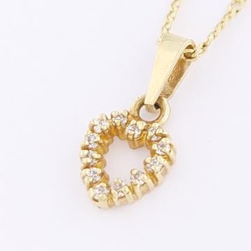 ZLATNI PRIVJESAK SRCE, BIJELI CIRKONI 14K (585) 0,80g NOVO • GOLD SHOP