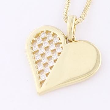 ZLATNI PRIVJESAK SRCE, BIJELI CIRKONI 14K (585) 1,12g NOVO • GOLD SHOP