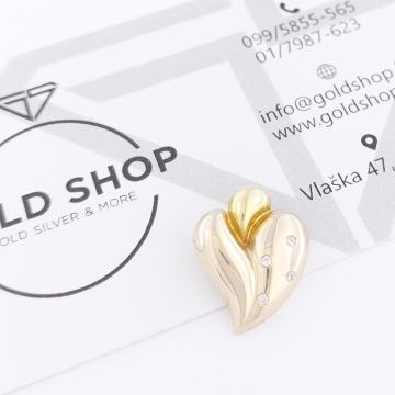 ZLATNI PRIVJESAK SRCE, BIJELI CIRKONI 14K (585) 1,34g NOVO • GOLD SHOP