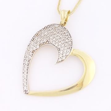 ZLATNI PRIVJESAK SRCE, BIJELI CIRKONI 14K (585) 2,21g NOVO • GOLD SHOP
