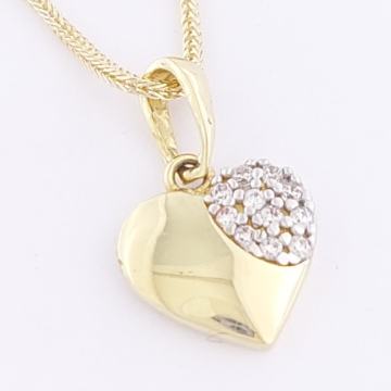 ZLATNI PRIVJESAK SRCE S CIRKONIMA 14K (585) 0,86g NOVO • GOLD SHOP •