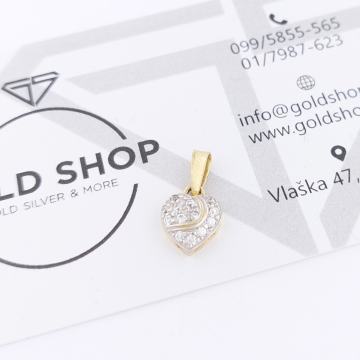 ZLATNI PRIVJESAK SRCE S CIRKONIMA 14K (585) 1,06g NOVO • GOLD SHOP •