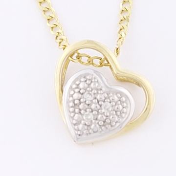 ZLATNI PRIVJESAK SRCE S DIJAMANTIMA 14K (585) 0,69g NOVO • GOLD SHOP