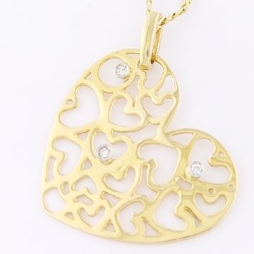 ZLATNI PRIVJESAK SRCE S DIJAMANTIMA 18K (750) 1,68g NOVO • GOLD SHOP