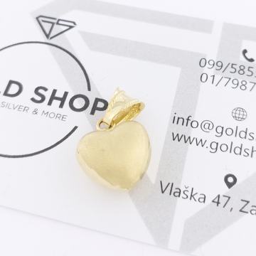 ZLATNI PRIVJESAK SRCE MAT-GLAT 14K (585) 1,97g NOVO • GOLD SHOP •