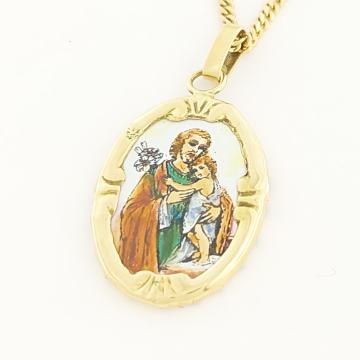 ZLATNI PRIVJESAK SV. JOSIP, KERAMIKA, 14K (585) 2,13g NOVO • GOLD SHOP