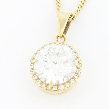 ZLATNI PRIVJESAK VELIKI BIJELI CIRKON 14K (585) 3,27g NOVO • GOLD SHOP