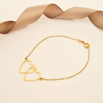 14K ZLATNA NARUKVICA SA 2 SRCA 1.25g***24RATE***R1***