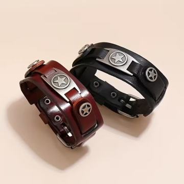 2 komada visokokvalitetne punk rock PU kožne muške narukvice