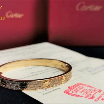 CARTIER LOVE BRACELET, DIAMOND PAVE / R1, RATE !!