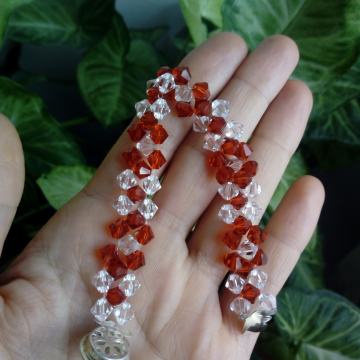 Crveno-bijela narukvica s Swarovski kristalićima