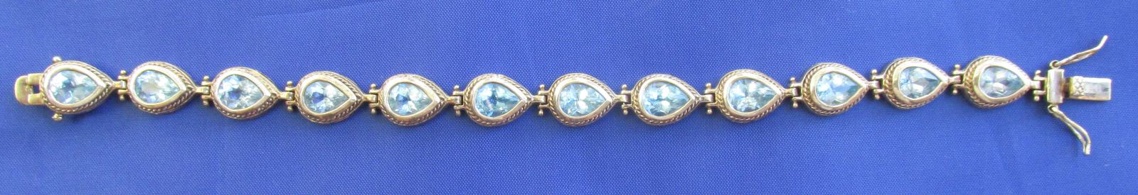 Dekorativna vintage Art Deco narukvica, srebro & aquamarin kamen