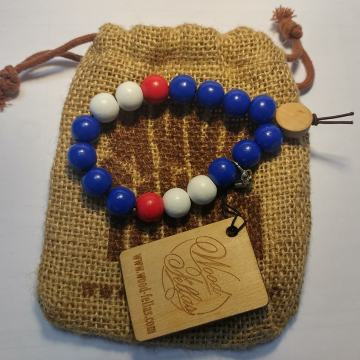 Drvena narukvica plava bijela crvena, novo!