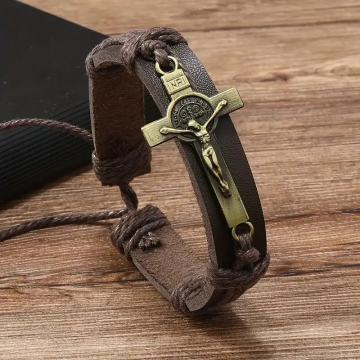 Elegantna kršćanska narukvica s križem za muškarce