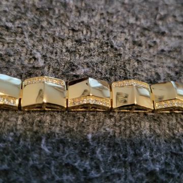 Lawrence Grey srebrna narukvica, pozlačena i s kristalima, nova