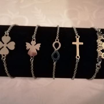 Narukvica kirurški čelik djetelina, anđeo, infinity, križ i leptiri