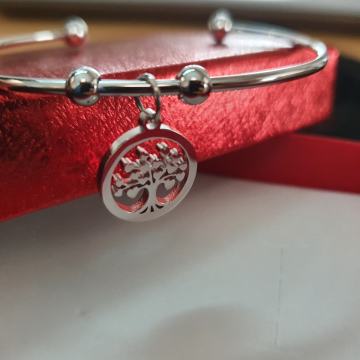Narukvica kirurški čelik drvo života sa listovima u obliku srca