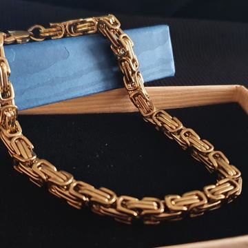 Narukvica kirurški čelik kraljevski vez 5 mm, cijela pozlaćena