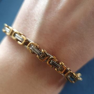 Narukvica kirurški čelik kraljevski vez sa pozlatom debljine 5 mm