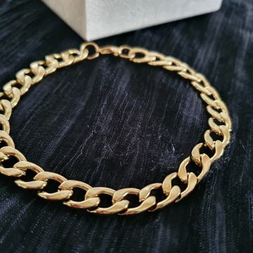 Narukvica kirurški čelik kubanski vez 9 mm cijela pozlaćena