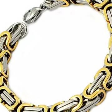 Narukvica muška srebrno/zlatna 6mm -20cm