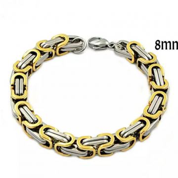 Narukvica muška srebrno/zlatna 8mm -20cm