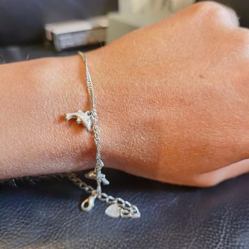 Prekrasna srebrna narukvica sa delfinima - 350 kn.