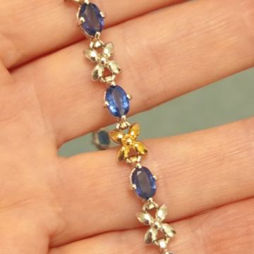 Srebrna narukvica s poludragim kamenom, 925 srebro