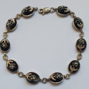 SREBRNA NARUKVICA RUŽE 925 SREBRO I POLUDRAGI KAMEN