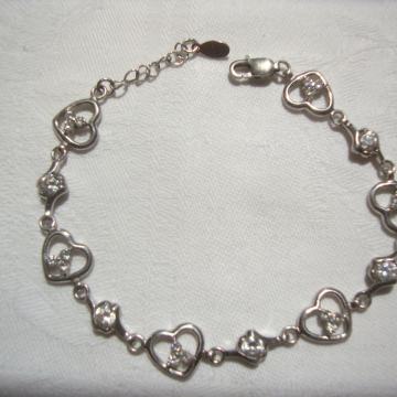 SREBRNA NARUKVICA SRCA SREBRO 925 VINTAGE ITALIJA