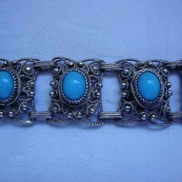 SREBRNA NARUKVICA SA TIRKIZIMA FILIGRAN RUČNI RAD