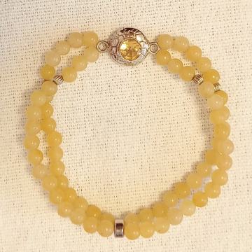 Srebrna narukvica sa žutim žadom, 925 srebro, citrin