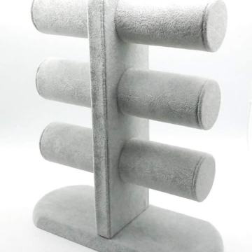 STALAK ZA NARUKVICE I SATOVE na 3 razine (sivi pliš), novo