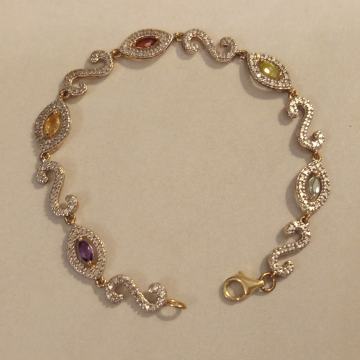 Srebrna narukvica s pozlatom, 925 srebro, poludrago kamenje