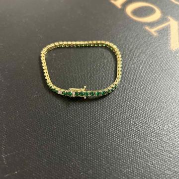 Tennis zlatna narukvica sa zelenim cirkonima 10,46 gr ( 585 )