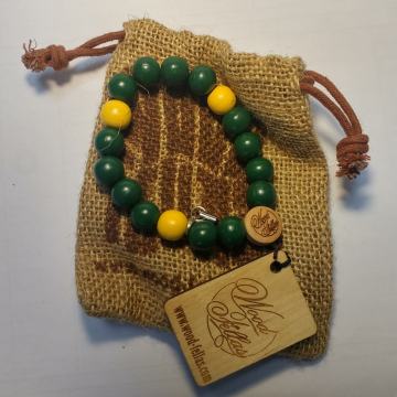Zeleno-žuta drvena narukvica